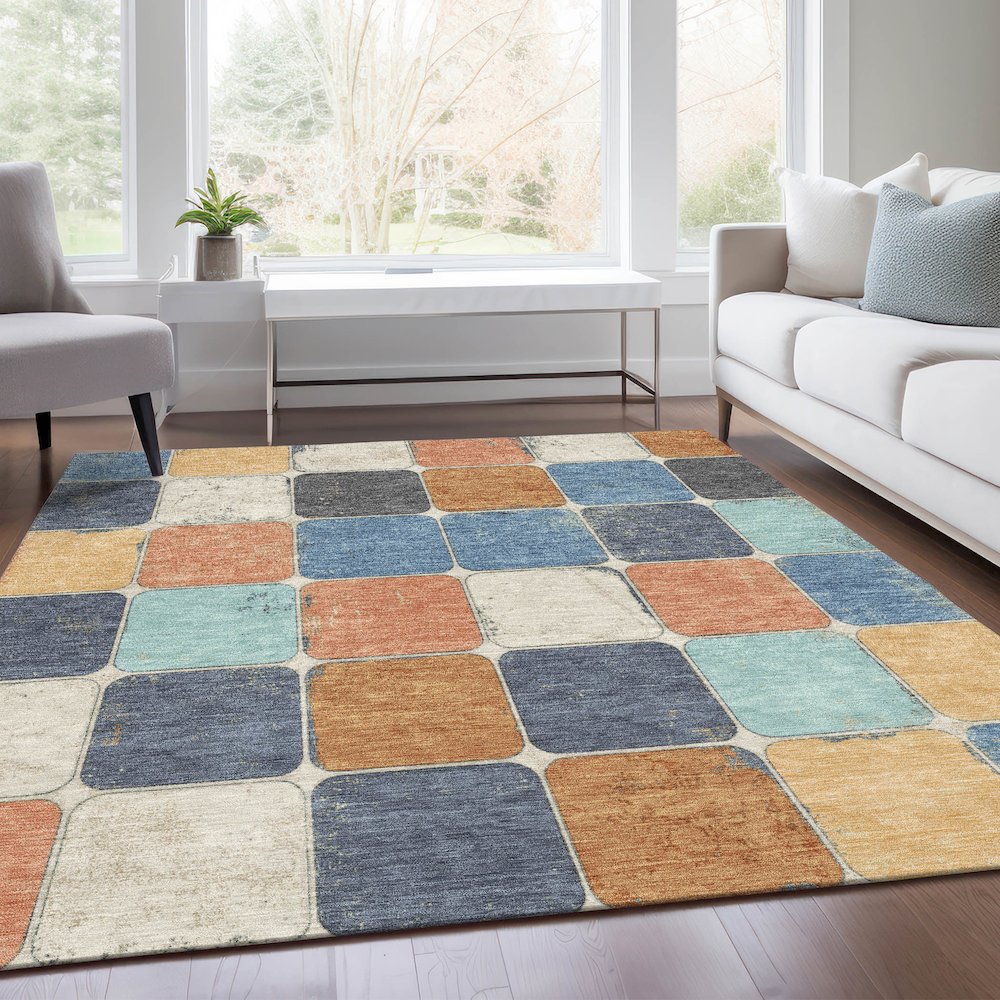 Machine Washable Indoor/Outdoor Chantille Rust 8' x 10' Rug. Picture 6