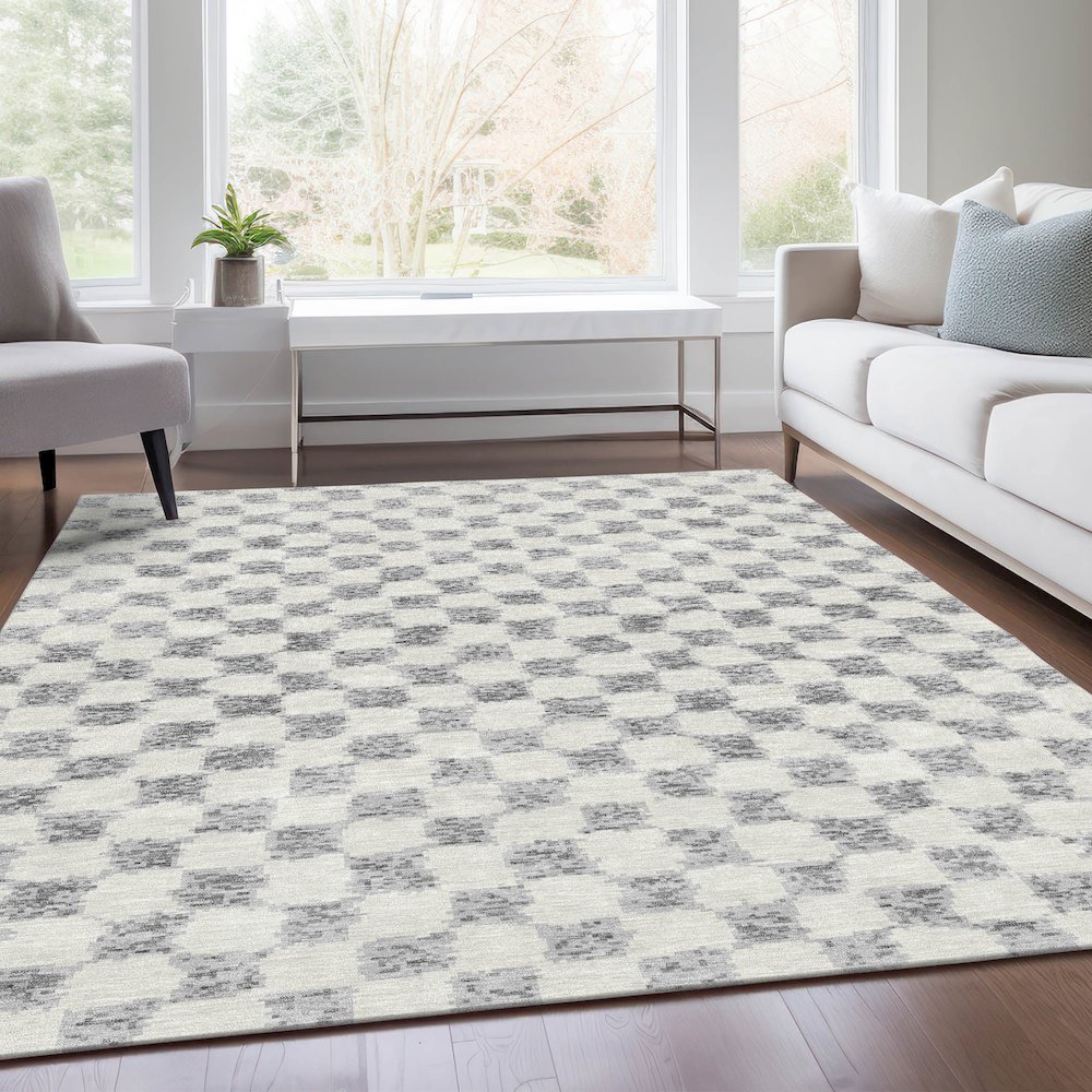 Machine Washable Indoor/Outdoor Chantille Gray 8' x 10' Rug. Picture 6
