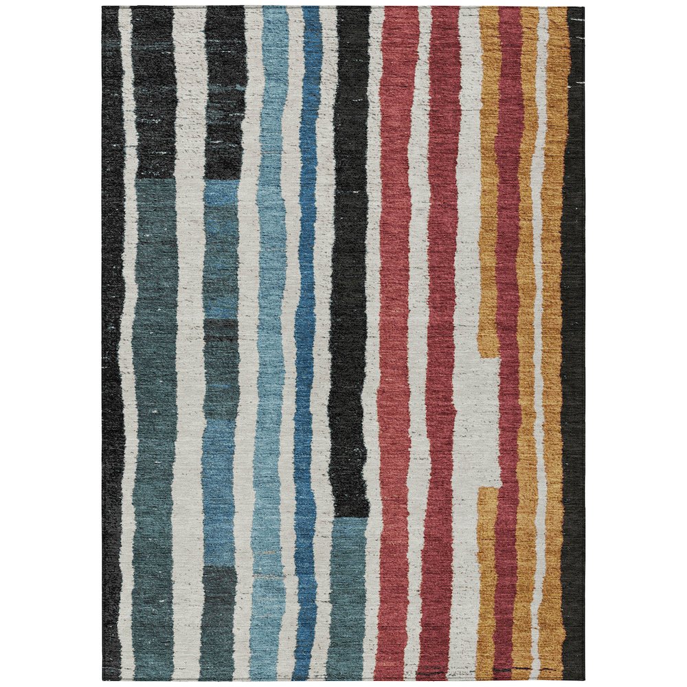 Machine Washable Indoor/Outdoor Chantille Black 8' x 10' Rug. Picture 1
