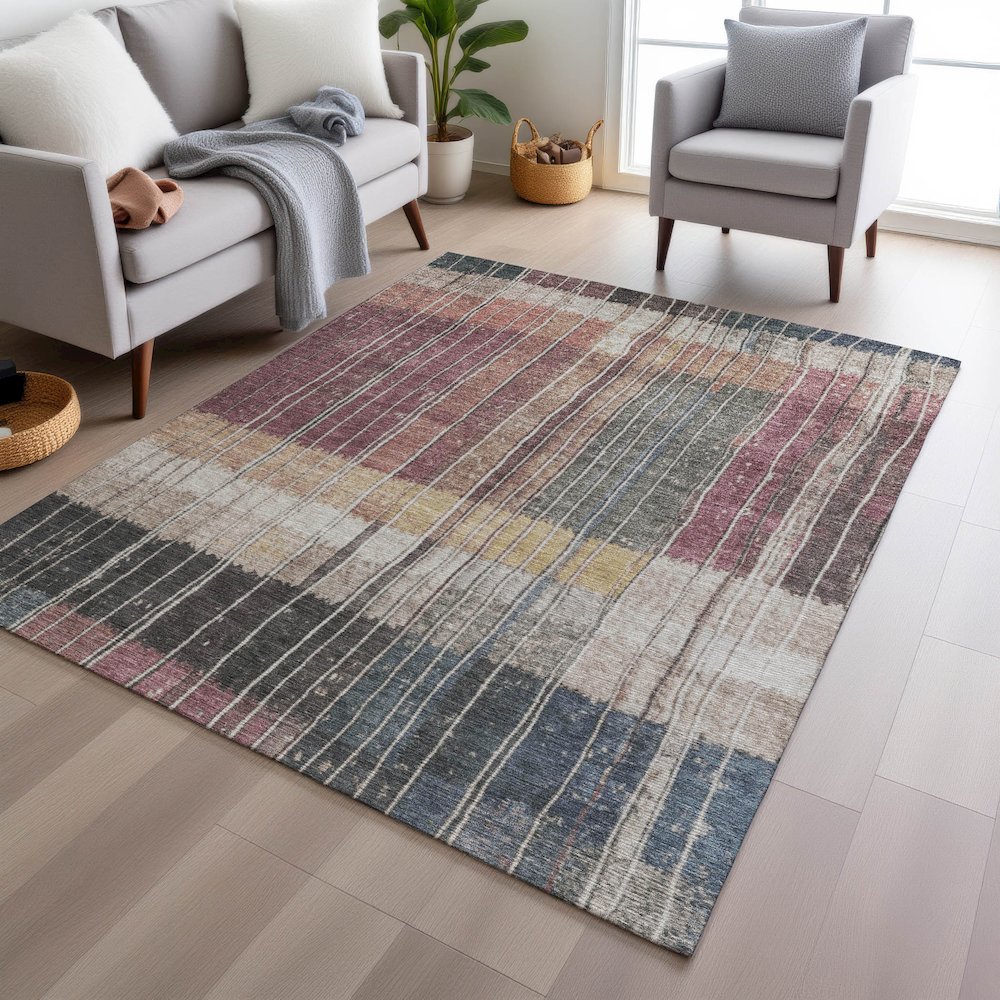 Machine Washable Indoor/Outdoor Chantille Mauve 8' x 10' Rug. Picture 5