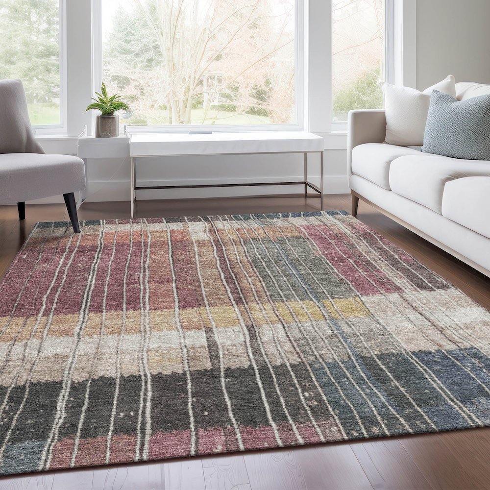 Machine Washable Indoor/Outdoor Chantille Mauve 8' x 10' Rug. Picture 6