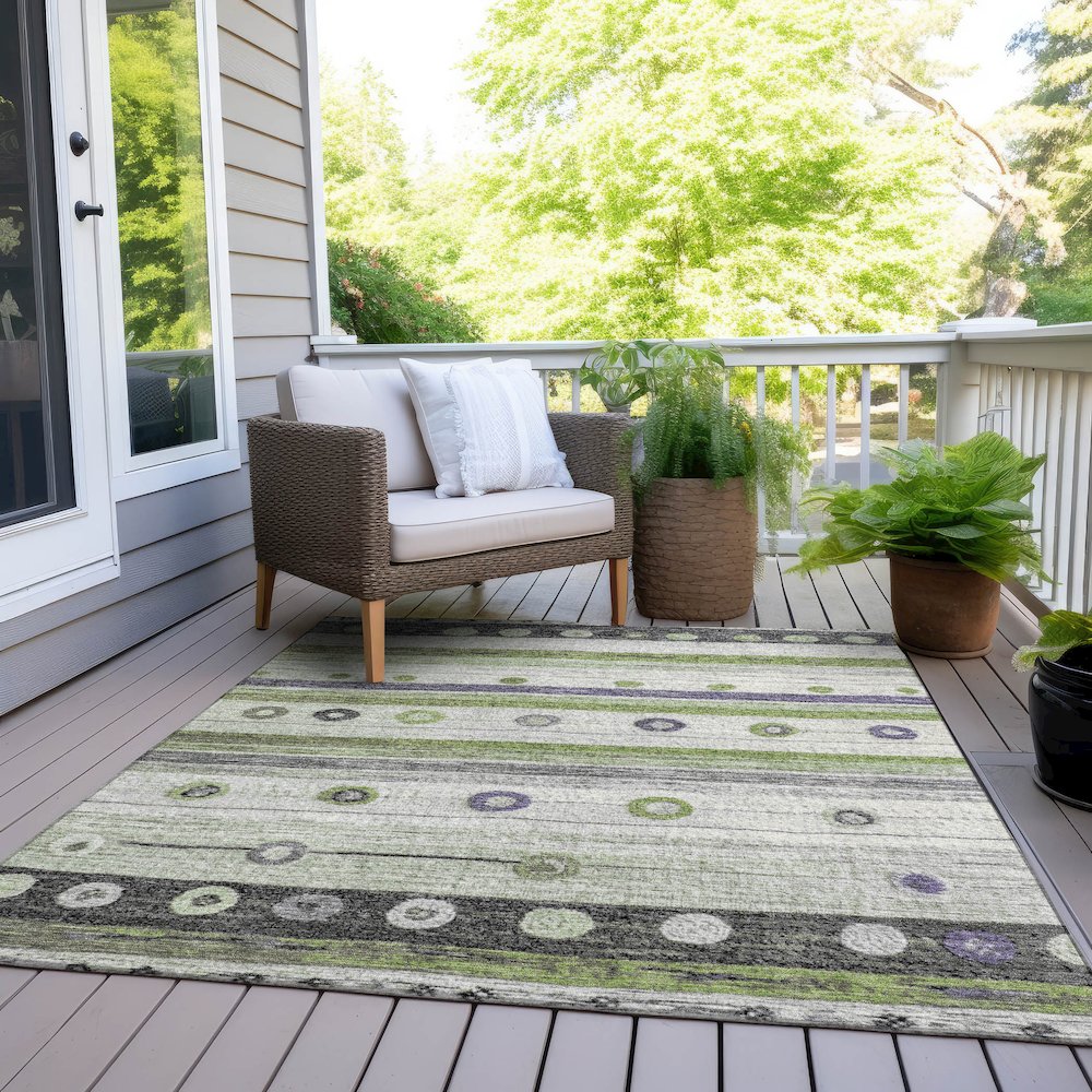 Machine Washable Indoor/Outdoor Chantille Aloe 8' x 10' Rug. Picture 8