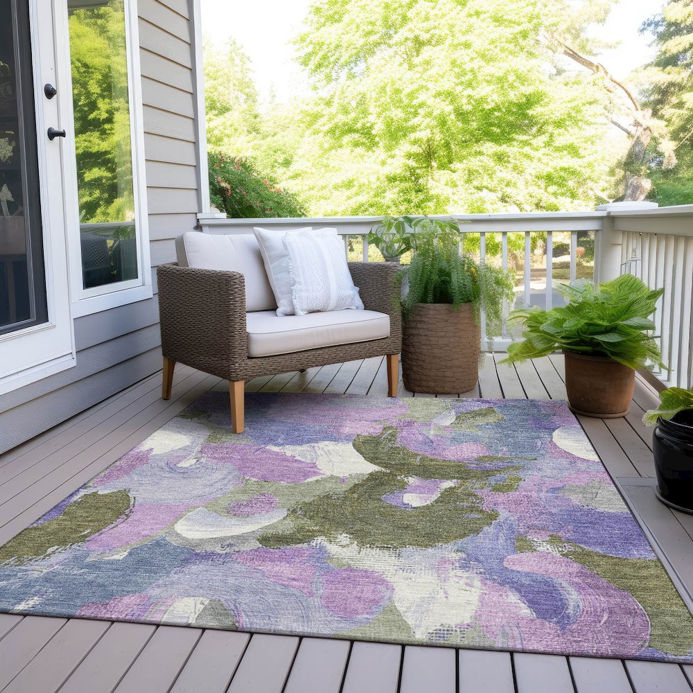 Machine Washable Indoor/Outdoor Chantille Lavender 8' x 10' Rug. Picture 8