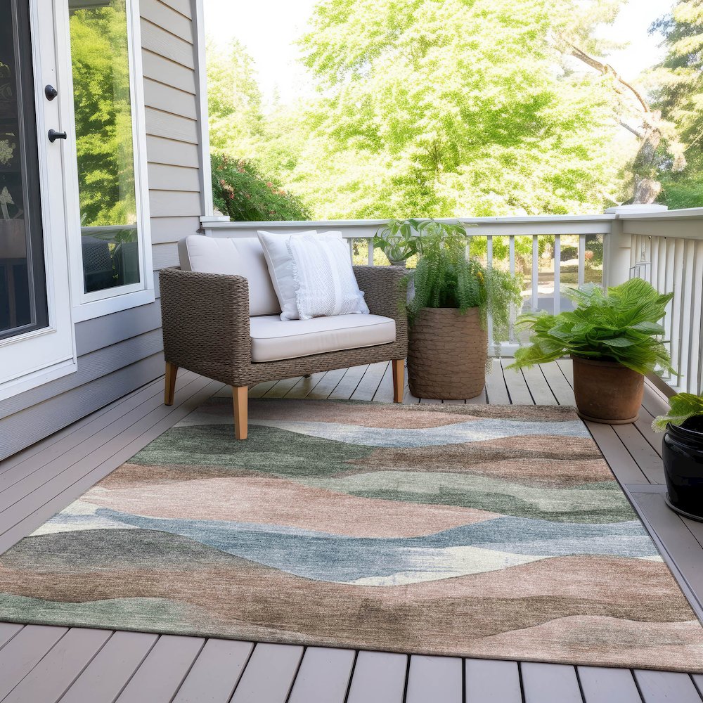 Machine Washable Indoor/Outdoor Chantille Salmon 8' x 10' Rug. Picture 8