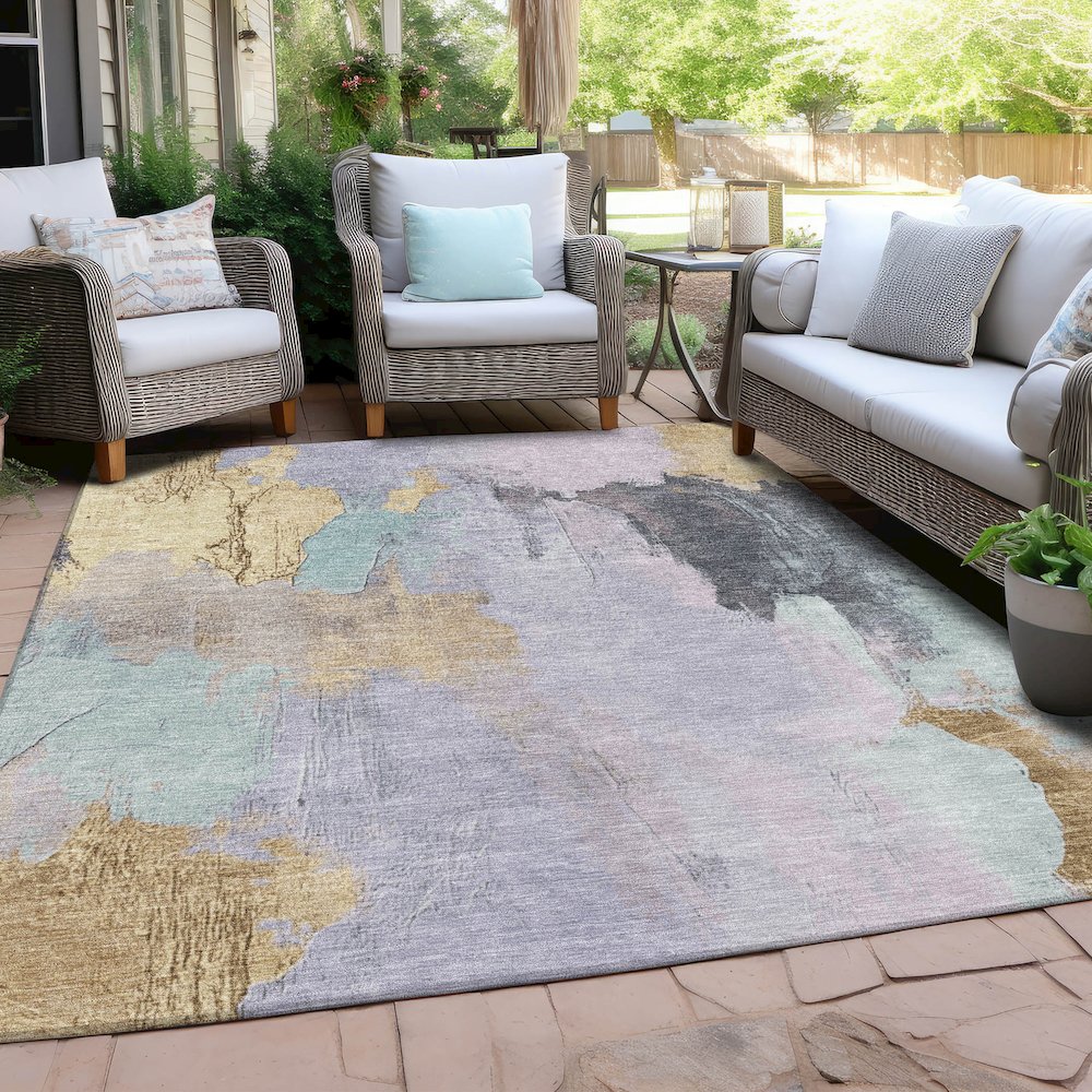 Machine Washable Indoor/Outdoor Chantille Lavender 8' x 10' Rug. Picture 7