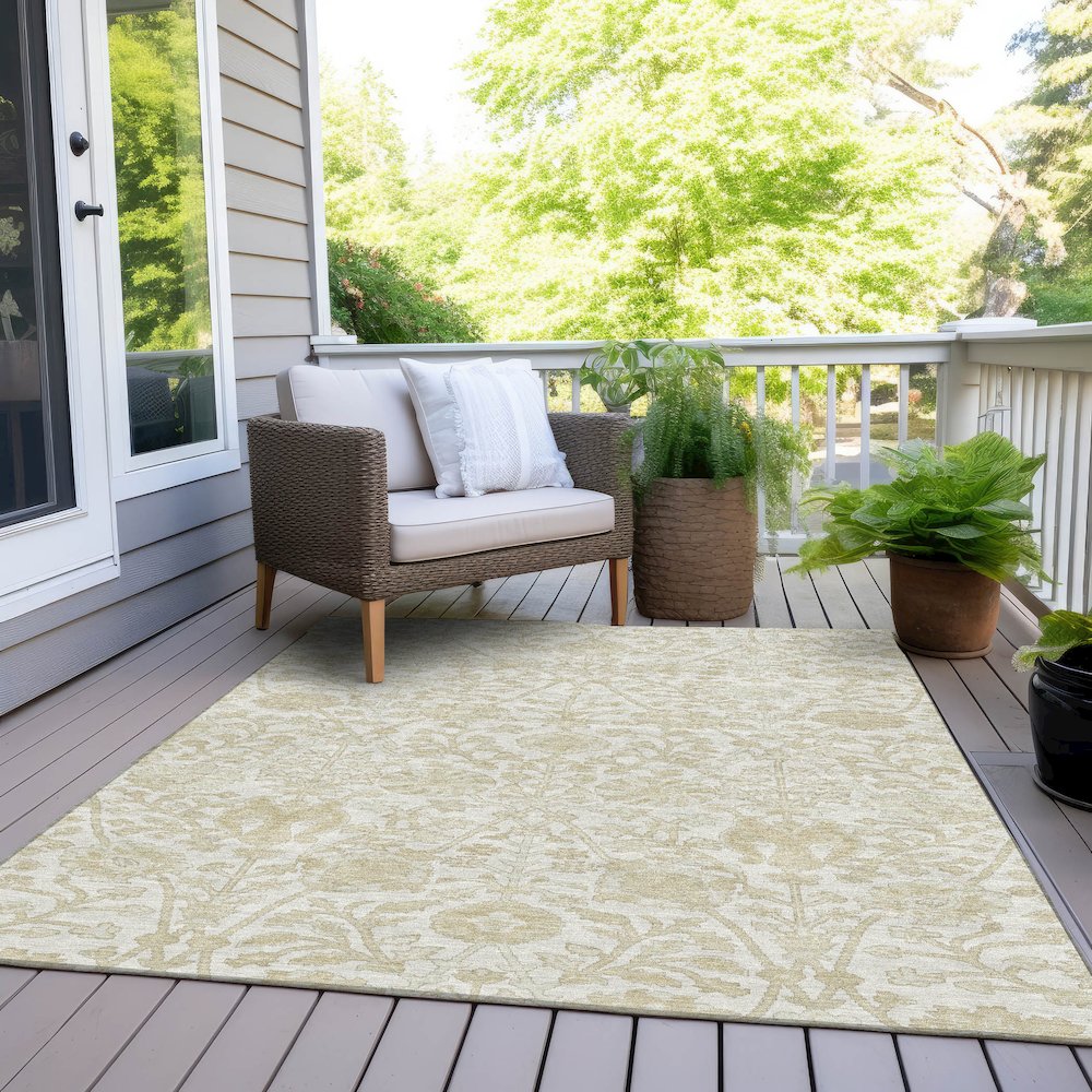 Machine Washable Indoor/Outdoor Chantille Ivory 8' x 10' Rug. Picture 8