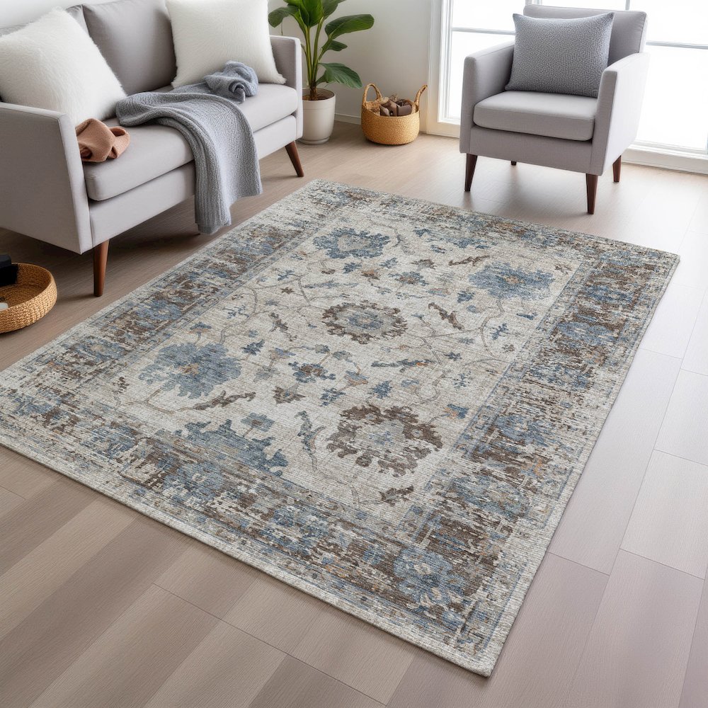 Machine Washable Indoor/Outdoor Chantille Putty 8' x 10' Rug. Picture 5