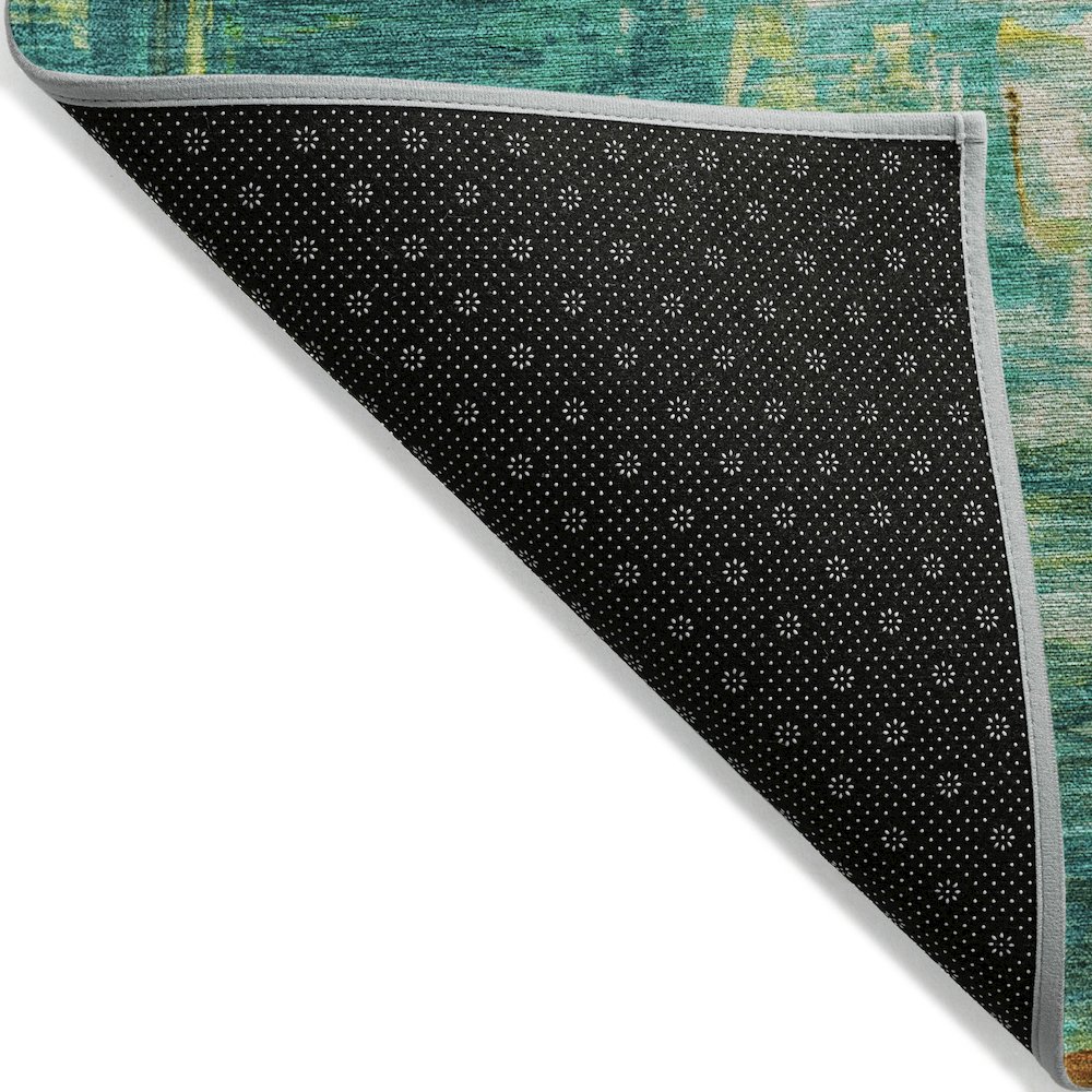 Machine Washable Indoor/Outdoor Chantille Green 3' x 5' Rug. Picture 2