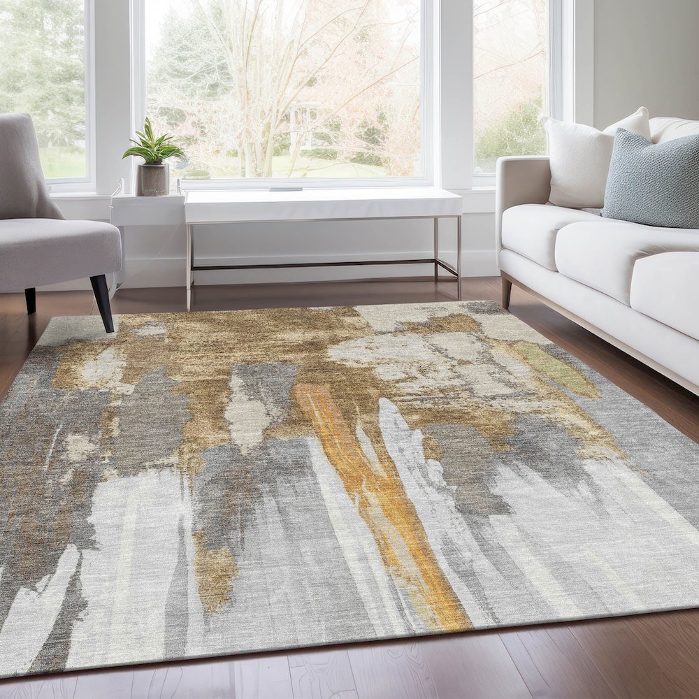 Machine Washable Indoor/Outdoor Chantille Ivory 8' x 10' Rug. Picture 6
