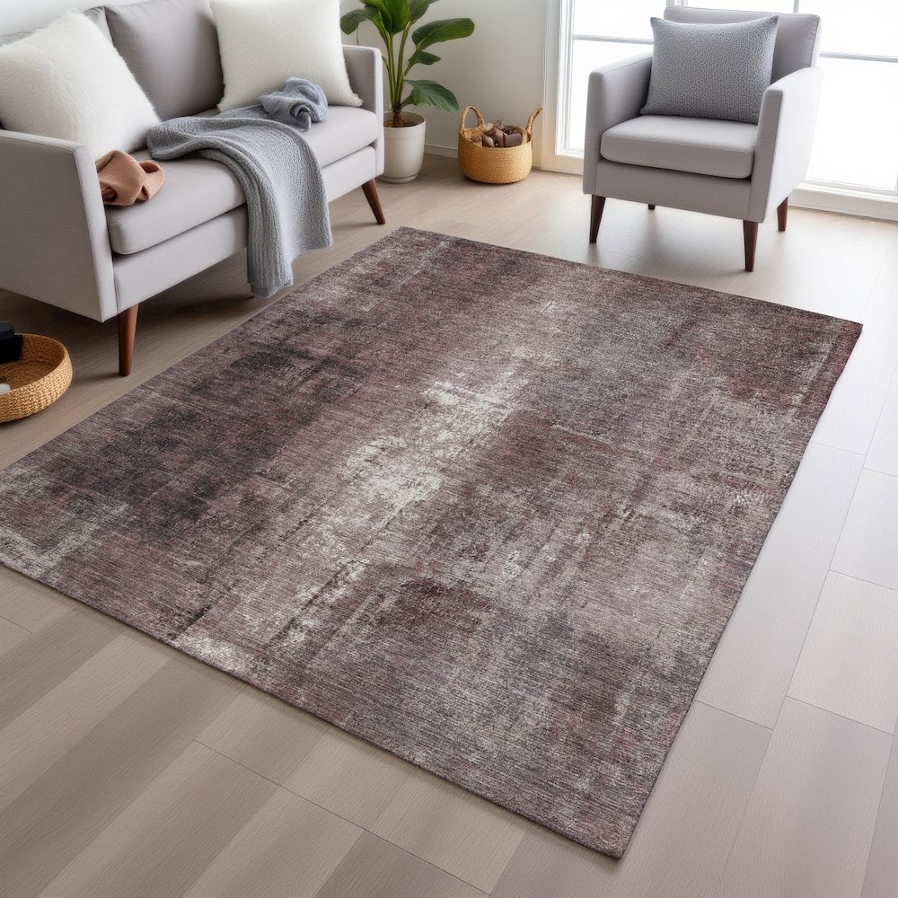 Machine Washable Indoor/Outdoor Chantille Blush 8' x 10' Rug. Picture 5