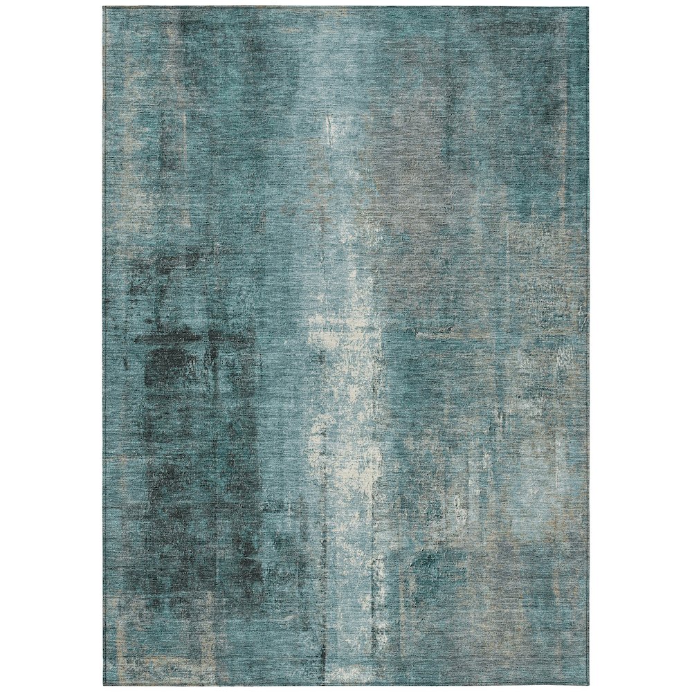 Machine Washable Indoor/Outdoor Chantille Teal 8' x 10' Rug. Picture 1