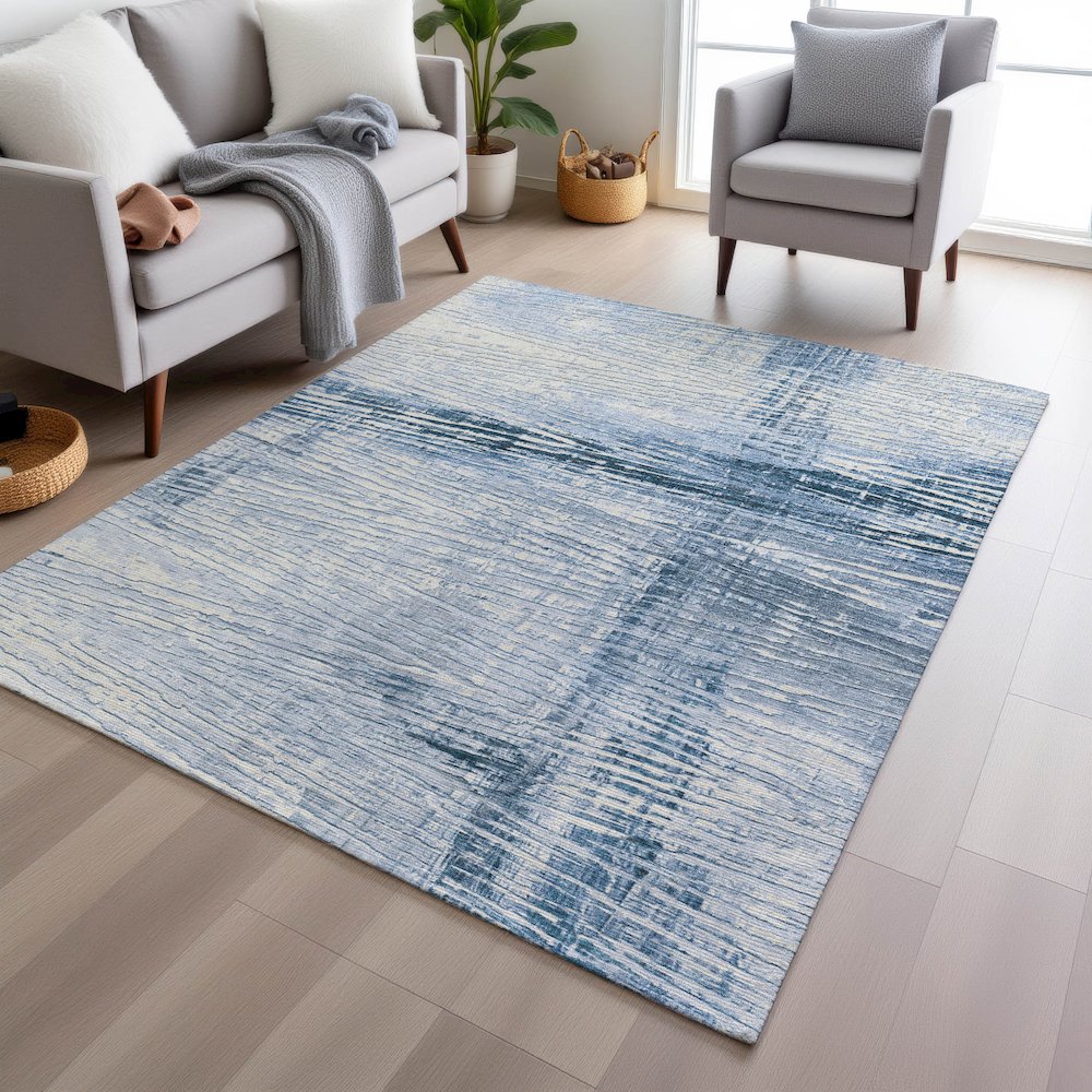 Machine Washable Indoor/Outdoor Chantille Sky 8' x 10' Rug. Picture 5