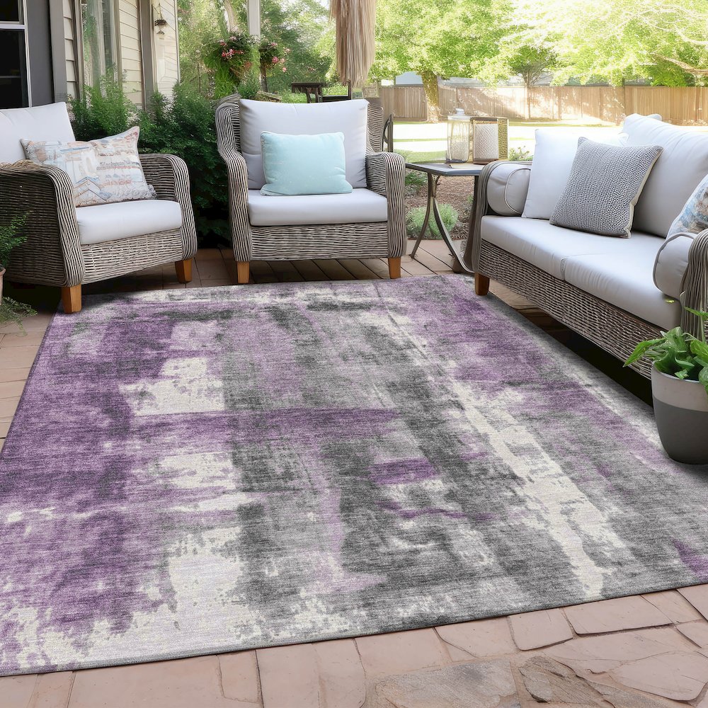 Machine Washable Indoor/Outdoor Chantille Purple 8' x 10' Rug. Picture 7