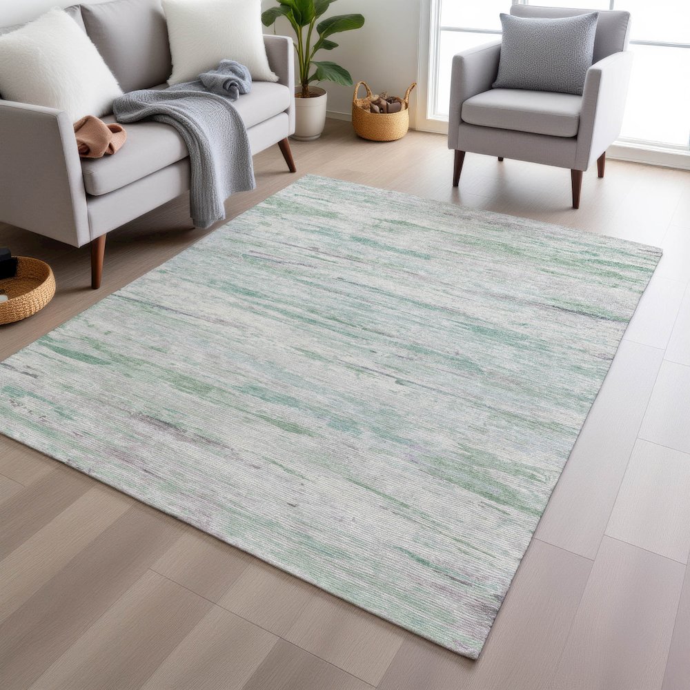Machine Washable Indoor/Outdoor Chantille Aloe 8' x 10' Rug. Picture 5