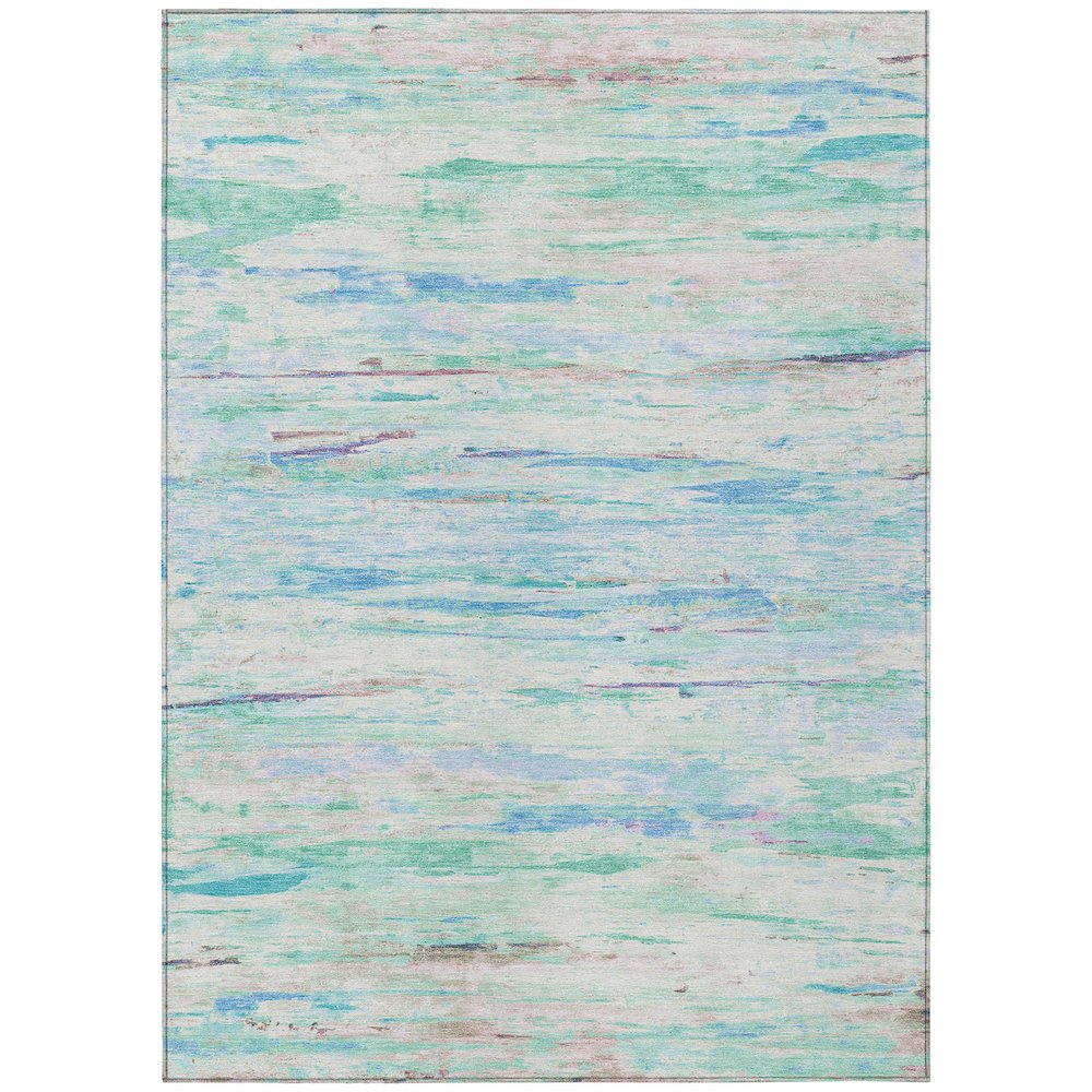 Machine Washable Indoor/Outdoor Chantille Teal 8' x 10' Rug. Picture 1