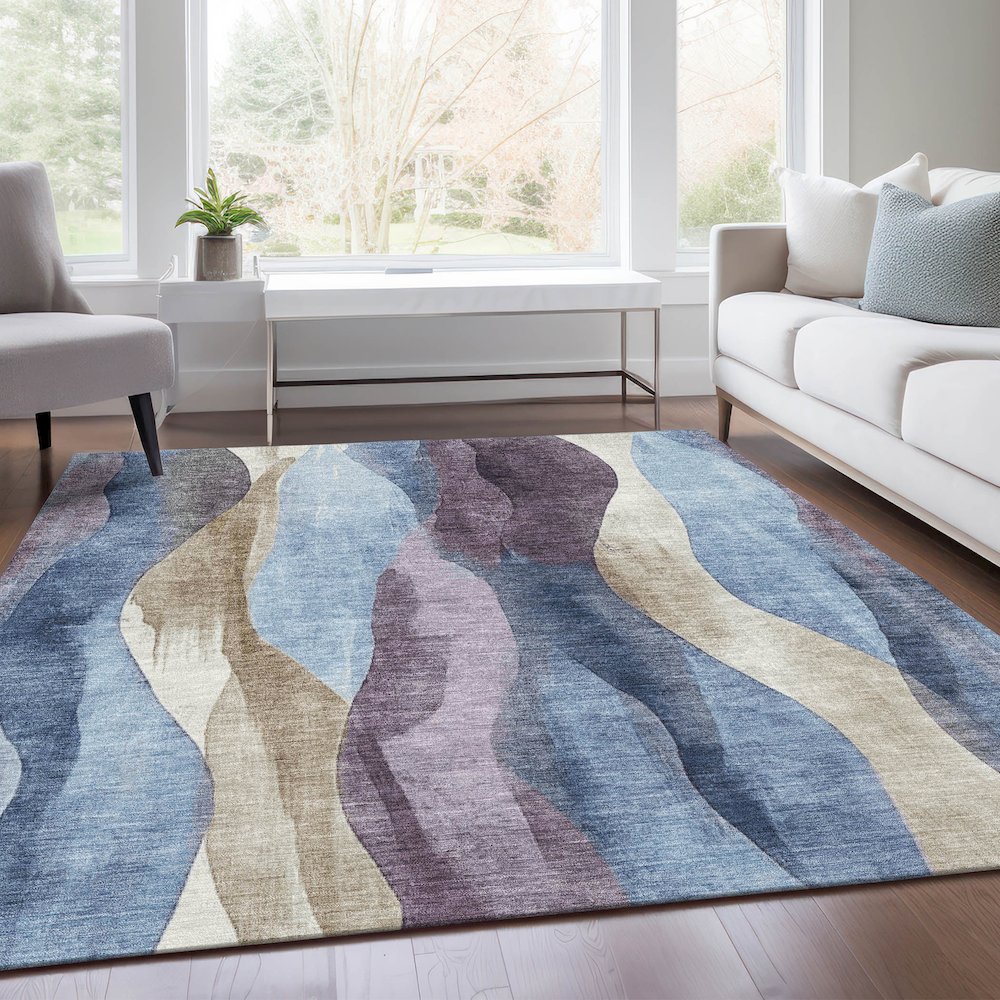 Machine Washable Indoor/Outdoor Chantille Denim 8' x 10' Rug. Picture 6