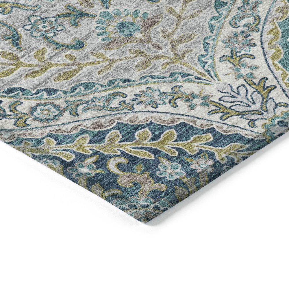 Machine Washable Indoor/Outdoor Chantille Teal 3' x 5' Rug. Picture 3
