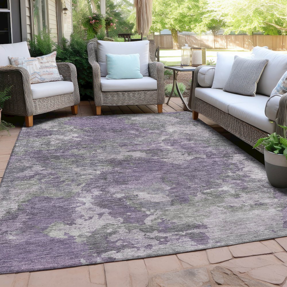 Machine Washable Indoor/Outdoor Chantille Purple 8' x 10' Rug. Picture 7