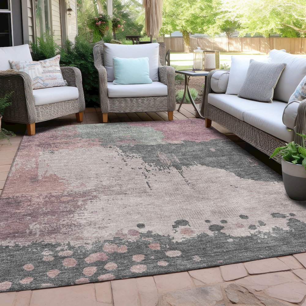 Machine Washable Indoor/Outdoor Chantille Blush 8' x 10' Rug. Picture 7