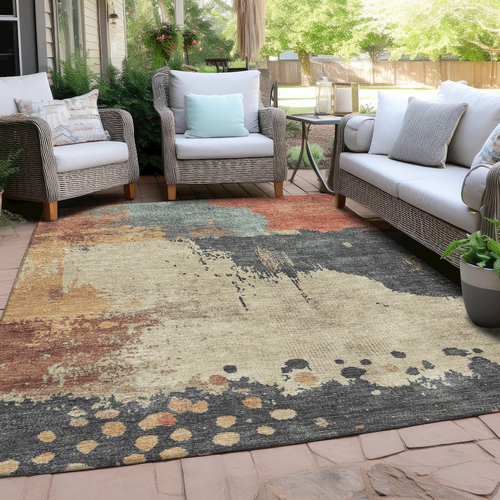 Machine Washable Indoor/Outdoor Chantille Paprika 8' x 10' Rug. Picture 7