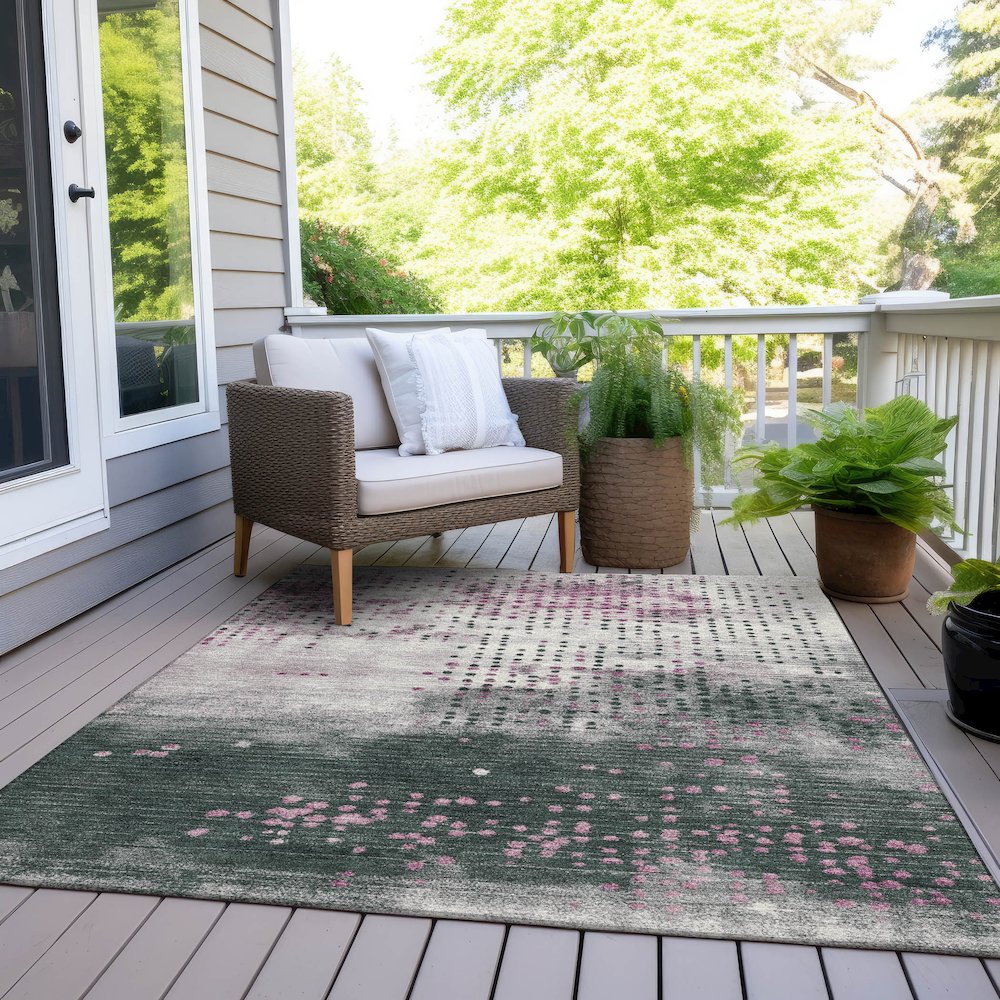 Machine Washable Indoor/Outdoor Chantille Blush 8' x 10' Rug. Picture 8