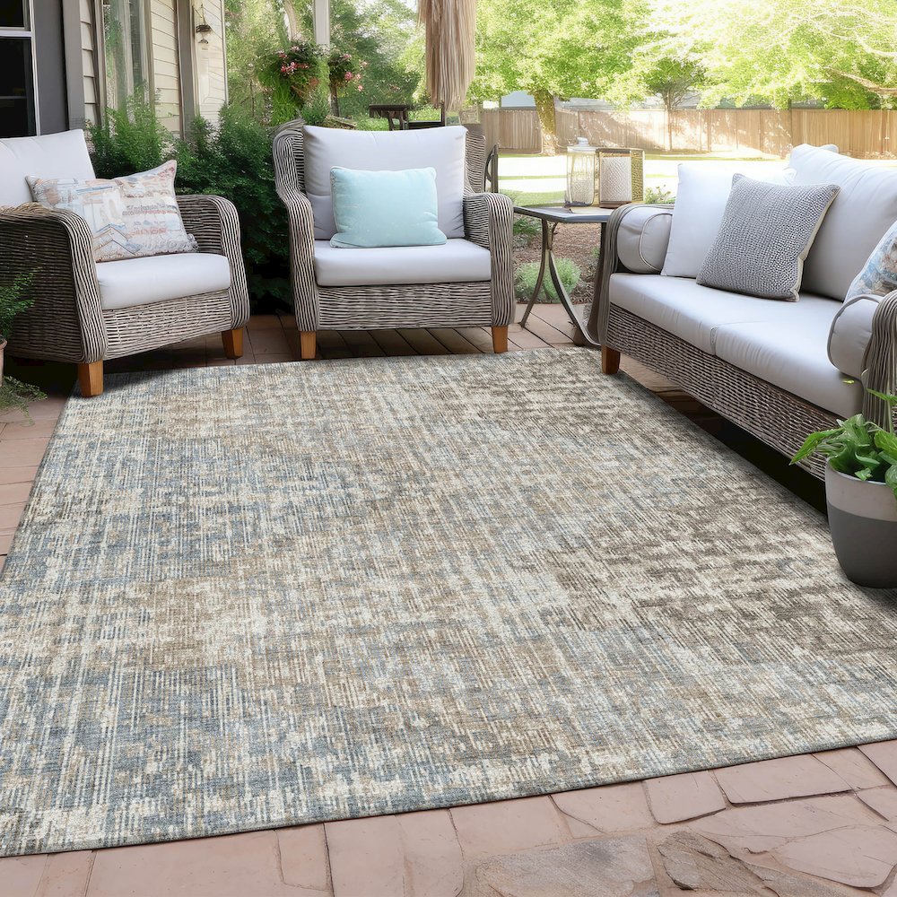 Machine Washable Indoor/Outdoor Chantille Putty 8' x 10' Rug. Picture 7