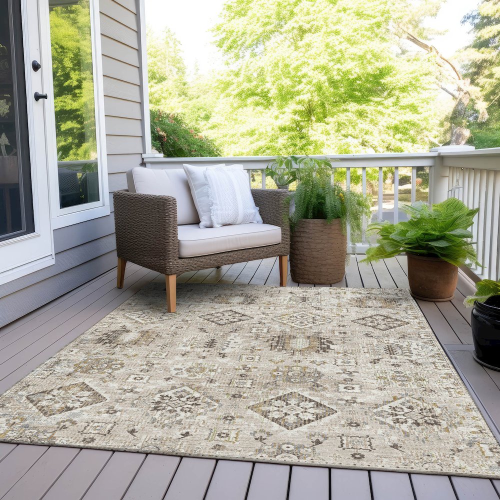 Machine Washable Indoor/Outdoor Chantille Linen 8' x 10' Rug. Picture 8