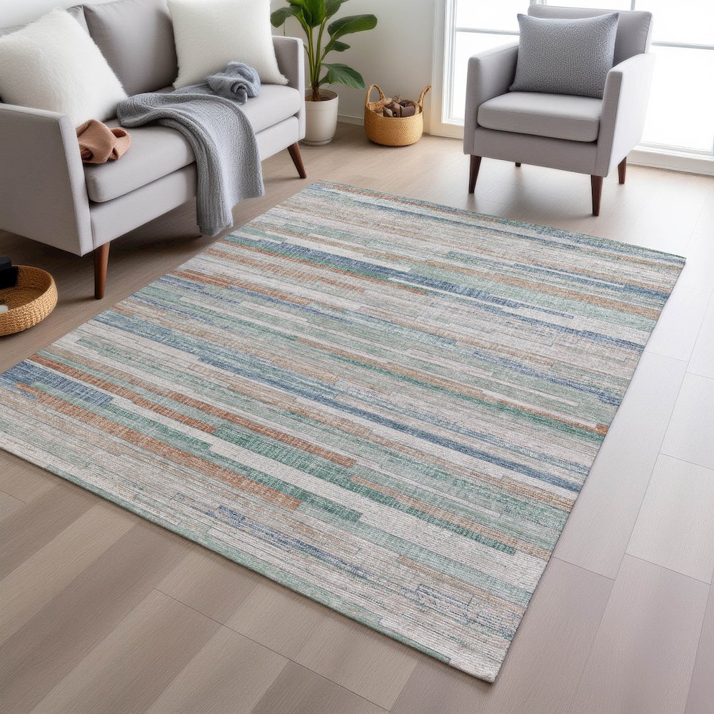 Machine Washable Indoor/Outdoor Chantille Linen 8' x 10' Rug. Picture 5