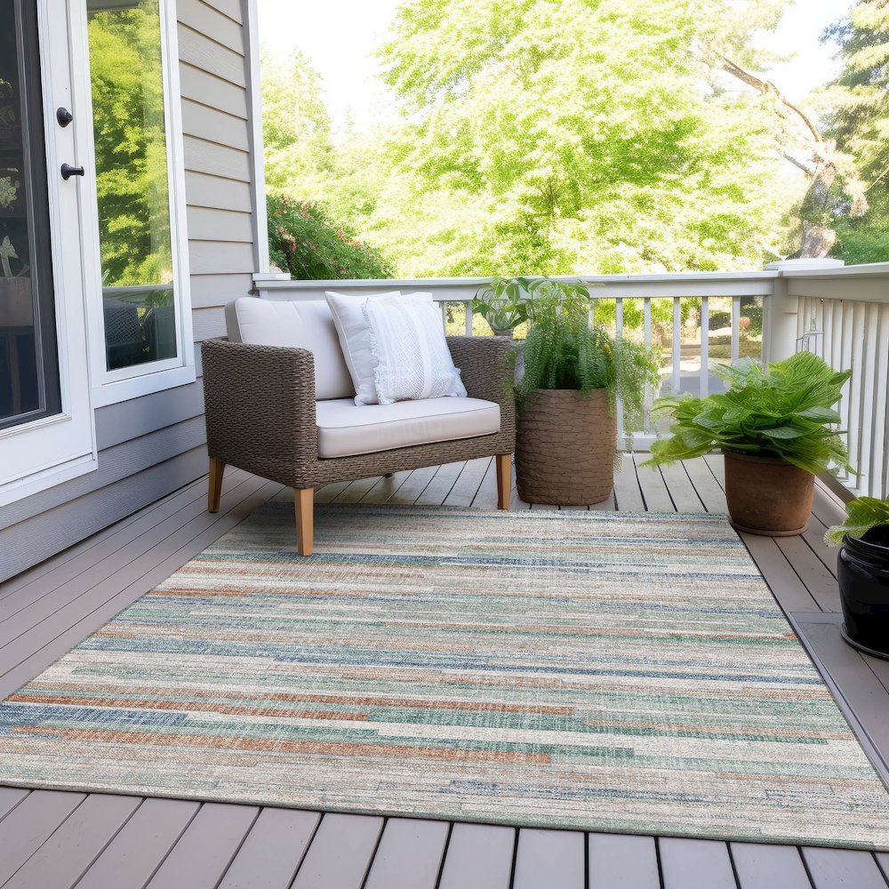 Machine Washable Indoor/Outdoor Chantille Linen 8' x 10' Rug. Picture 8