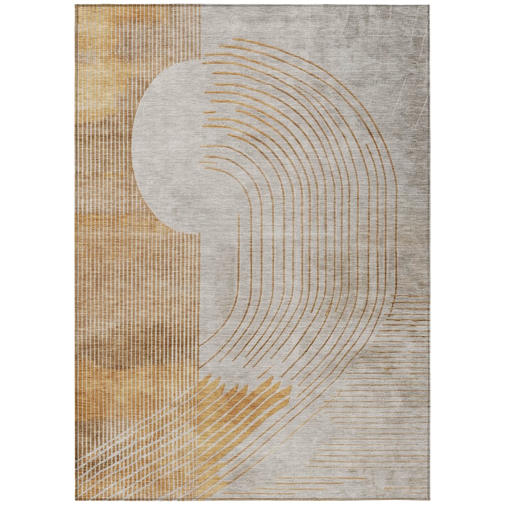 Machine Washable Indoor/Outdoor Chantille Gold 8' x 10' Rug. Picture 1