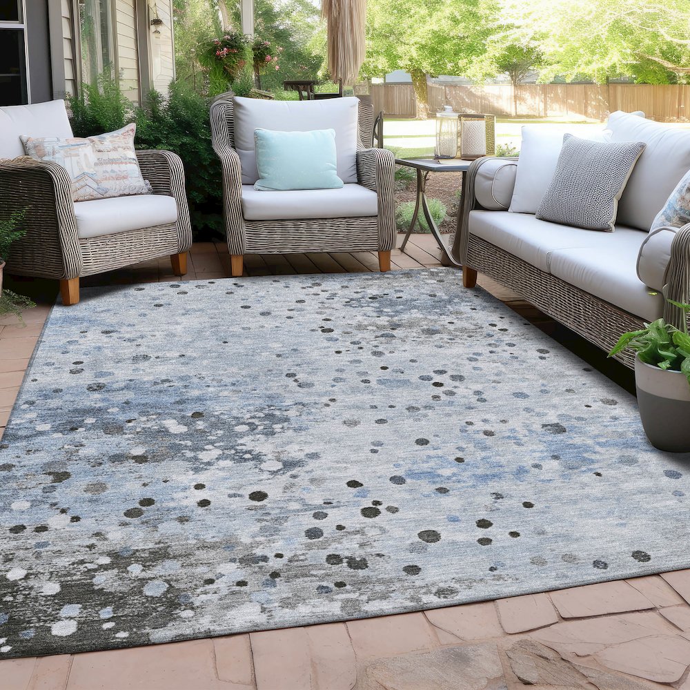 Machine Washable Indoor/Outdoor Chantille Sky 8' x 10' Rug. Picture 7