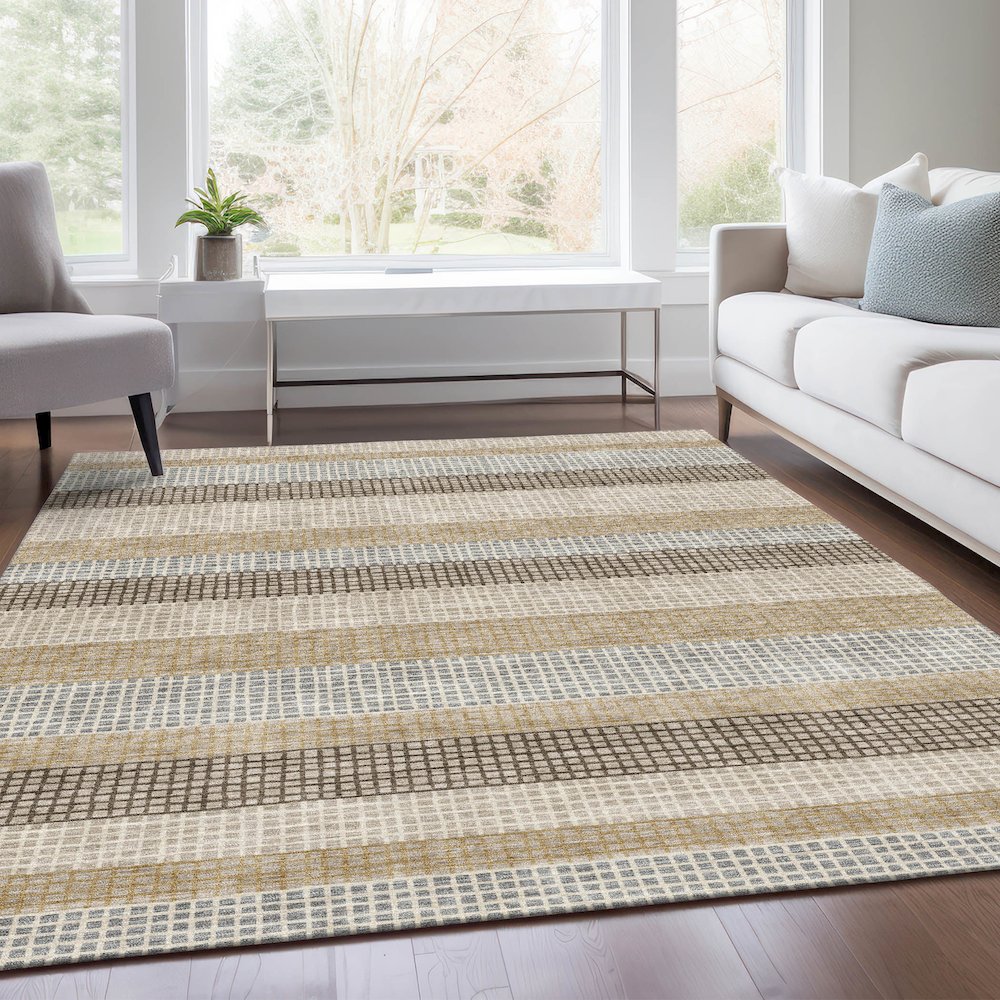 Machine Washable Indoor/Outdoor Chantille Beige 8' x 10' Rug. Picture 6