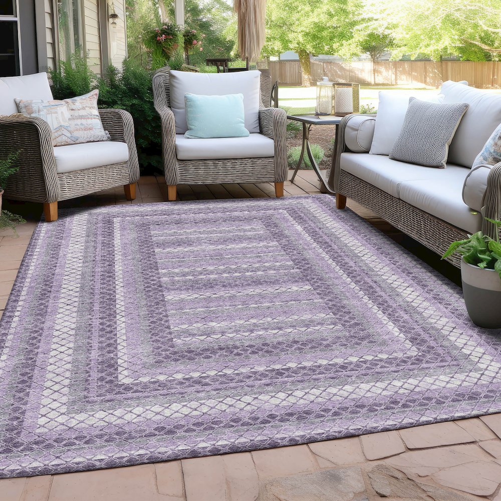 Machine Washable Indoor/Outdoor Chantille Lavender 8' x 10' Rug. Picture 7