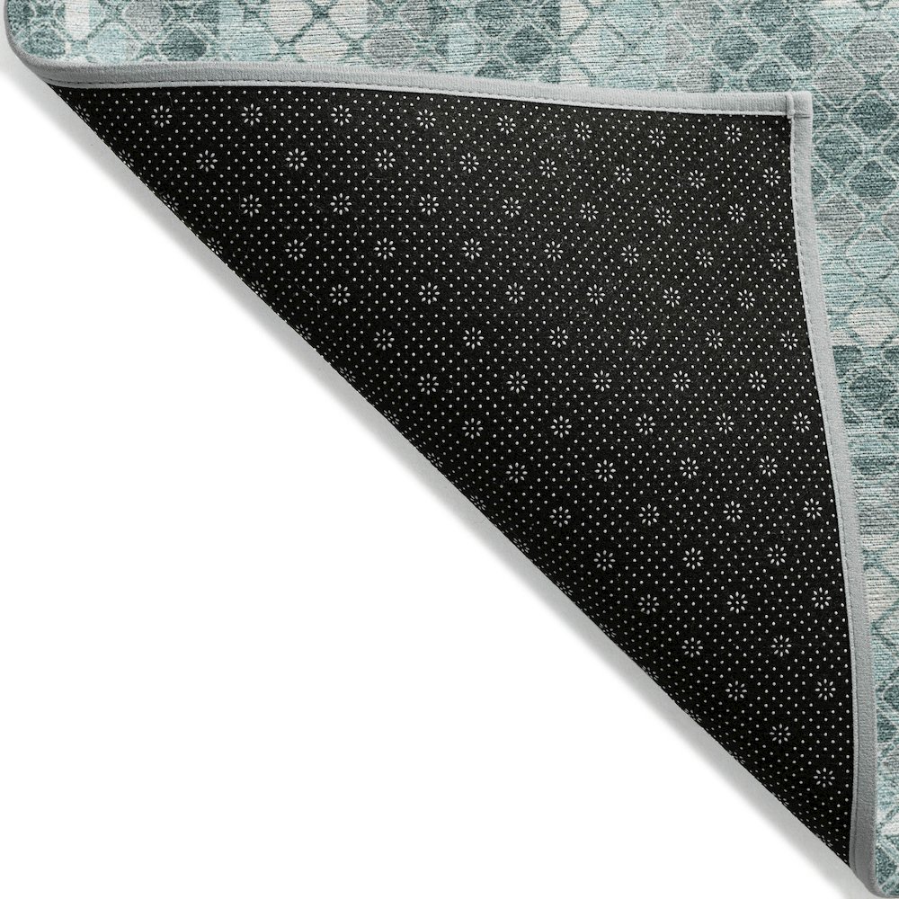 Machine Washable Indoor/Outdoor Chantille Teal 3' x 5' Rug. Picture 2