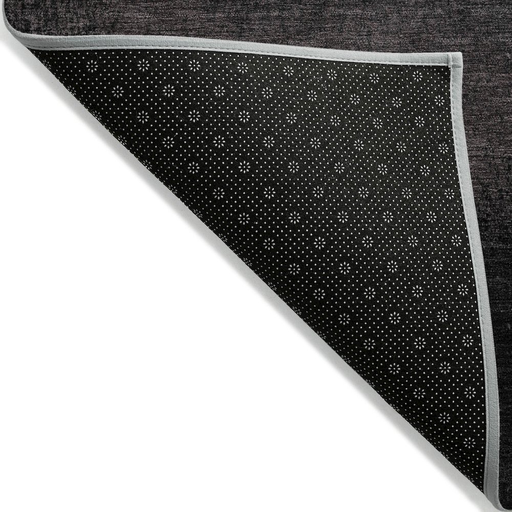 Machine Washable Indoor/Outdoor Chantille Black 3' x 5' Rug. Picture 2