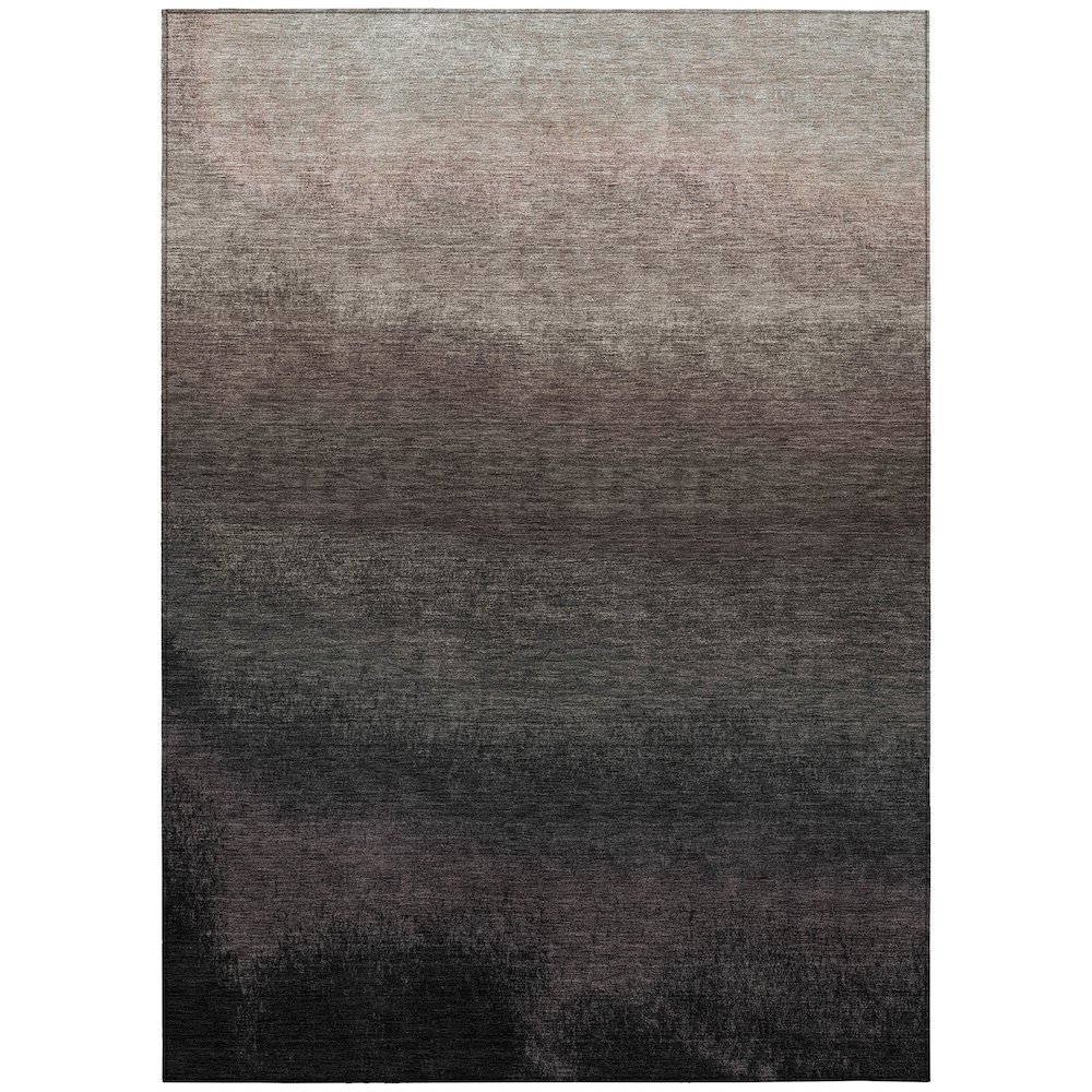Machine Washable Indoor/Outdoor Chantille Black 8' x 10' Rug. Picture 1