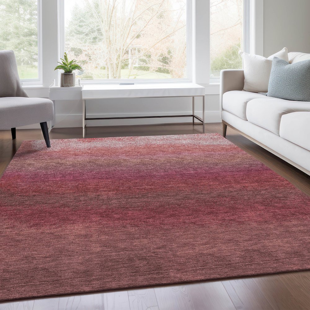 Machine Washable Indoor/Outdoor Chantille Red 8' x 10' Rug. Picture 6