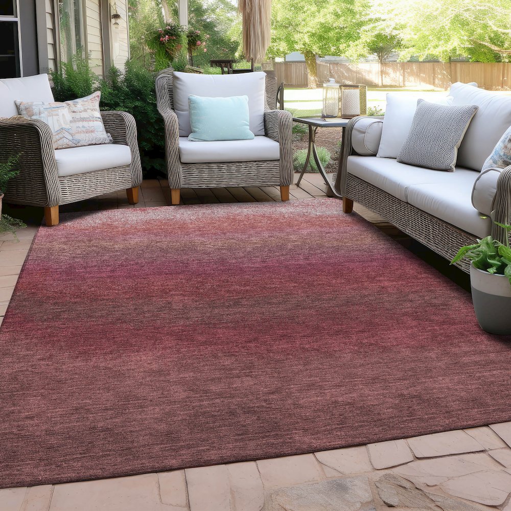 Machine Washable Indoor/Outdoor Chantille Red 8' x 10' Rug. Picture 7