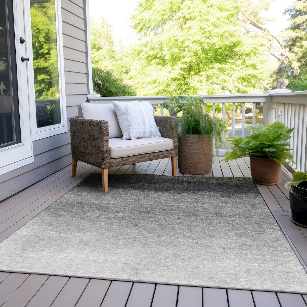 Machine Washable Indoor/Outdoor Chantille Silver 8' x 10' Rug. Picture 8