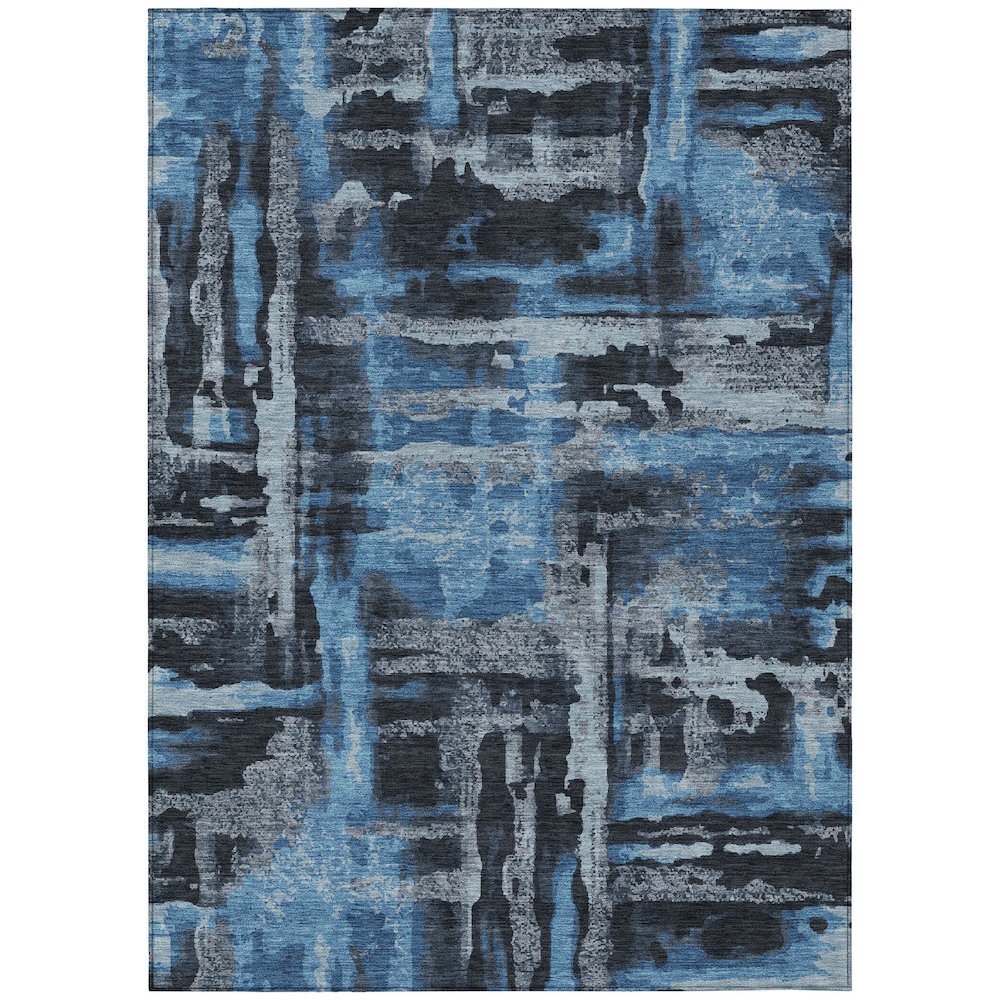 Machine Washable Indoor/Outdoor Chantille ACN2015 Black 8' x 10' Rug. Picture 1