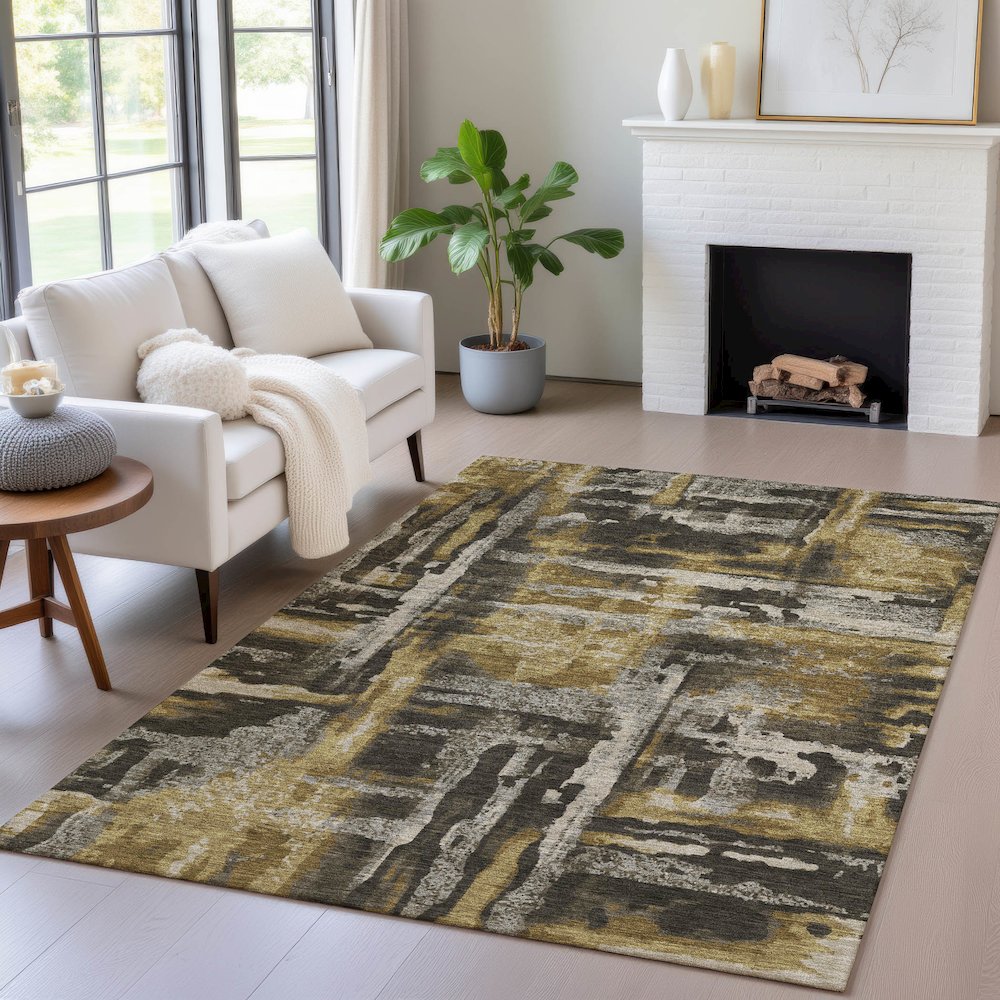 Machine Washable Indoor/Outdoor Chantille ACN2015 Coffee 8' x 10' Rug. Picture 5