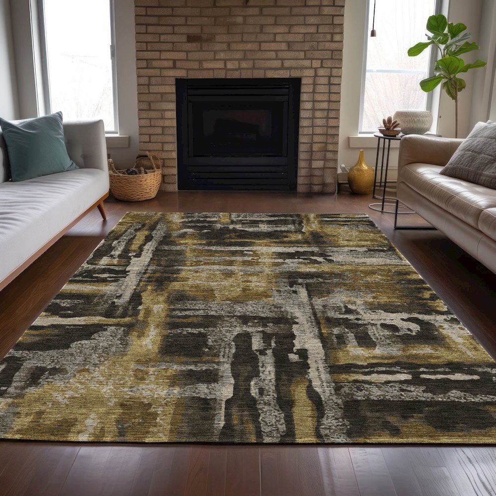 Machine Washable Indoor/Outdoor Chantille ACN2015 Coffee 8' x 10' Rug. Picture 6