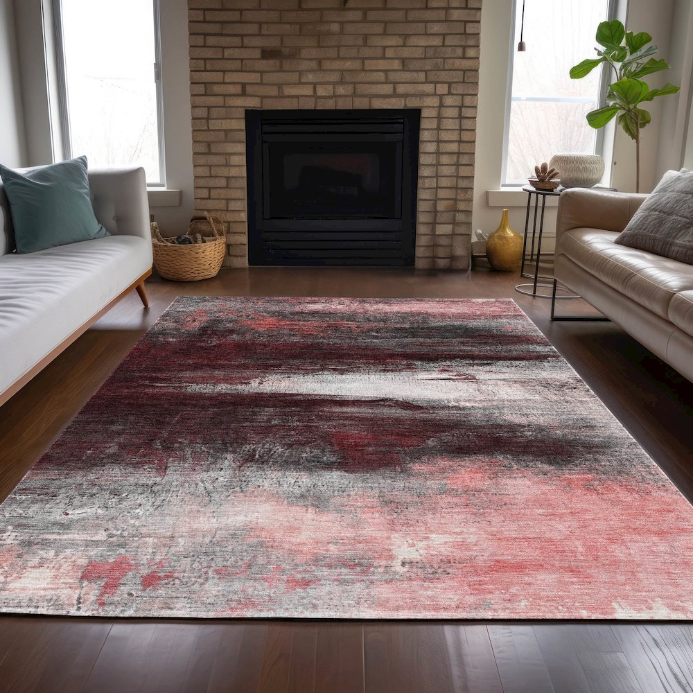 Machine Washable Indoor/Outdoor Chantille ACN2016 Merlot 8' x 10' Rug. Picture 6