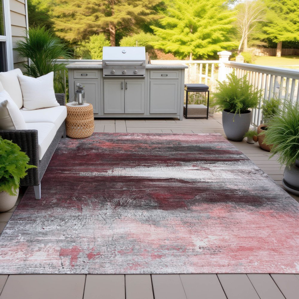 Machine Washable Indoor/Outdoor Chantille ACN2016 Merlot 8' x 10' Rug. Picture 7
