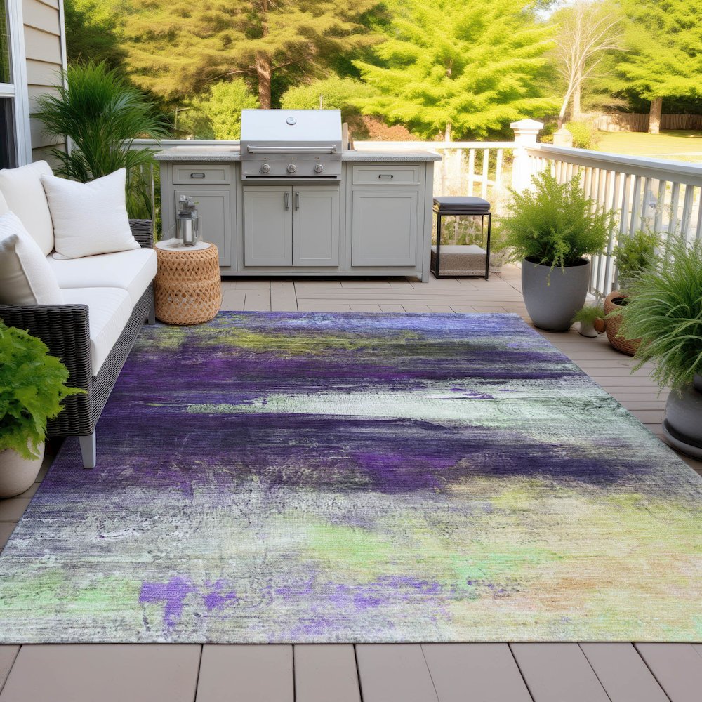 Machine Washable Indoor/Outdoor Chantille ACN2016 Purple 8' x 10' Rug. Picture 7