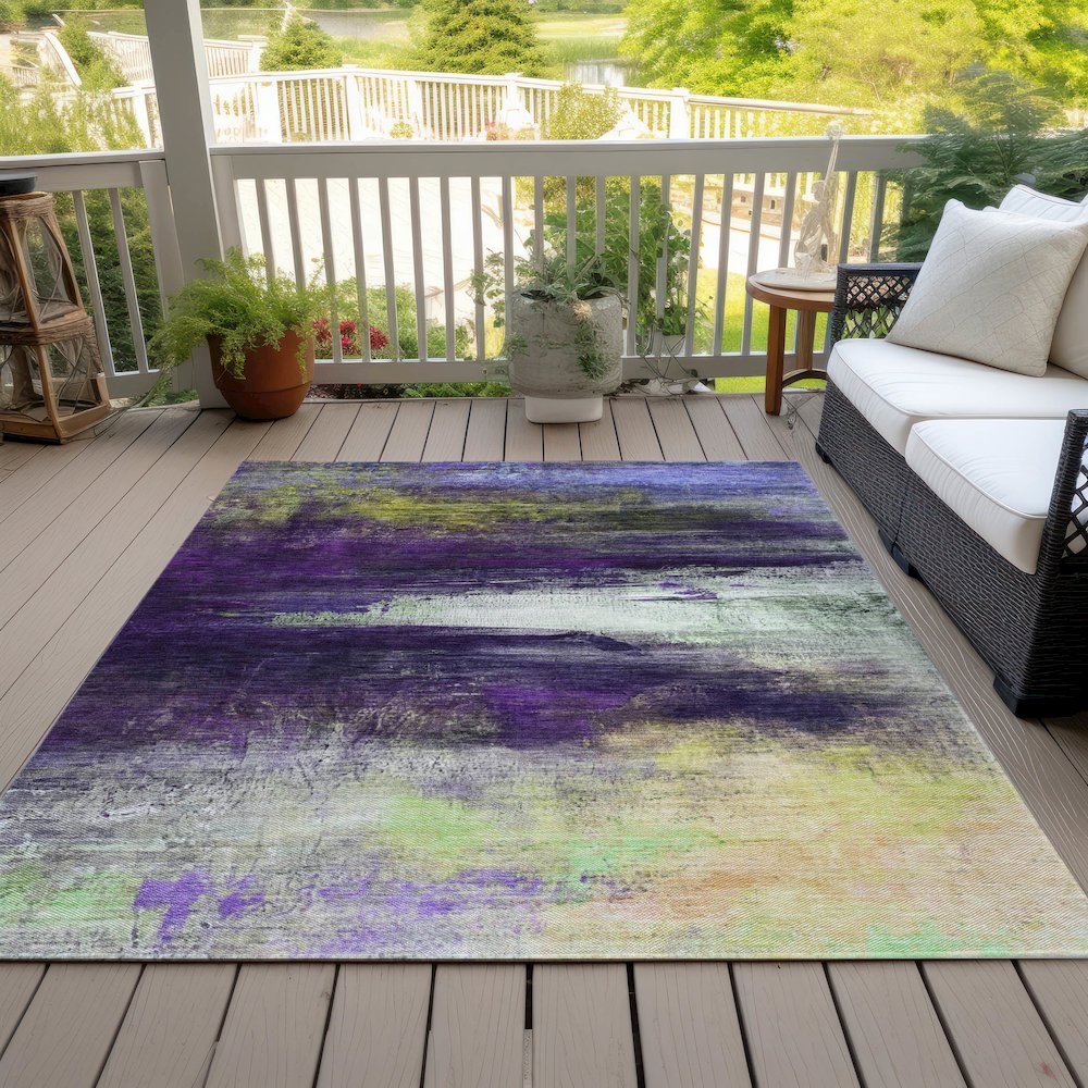 Machine Washable Indoor/Outdoor Chantille ACN2016 Purple 8' x 10' Rug. Picture 8