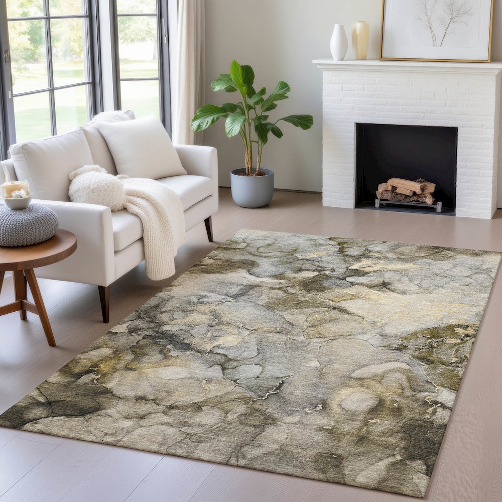 Machine Washable Indoor/Outdoor Chantille ACN2018 Pewter 8' x 10' Rug. Picture 5