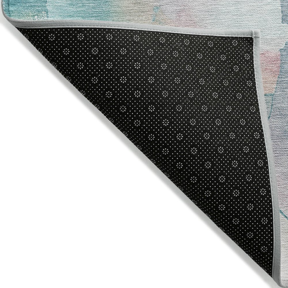 Machine Washable Indoor/Outdoor Chantille ACN2019 Turquoise 3' x 5' Rug. Picture 2