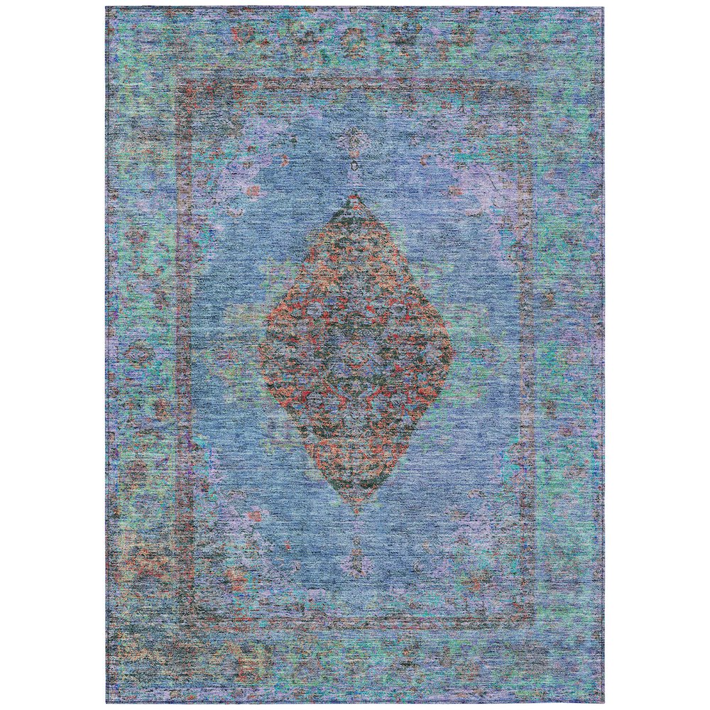 Machine Washable Indoor/Outdoor Chantille ACN2021 Blue 8' x 10' Rug. Picture 1