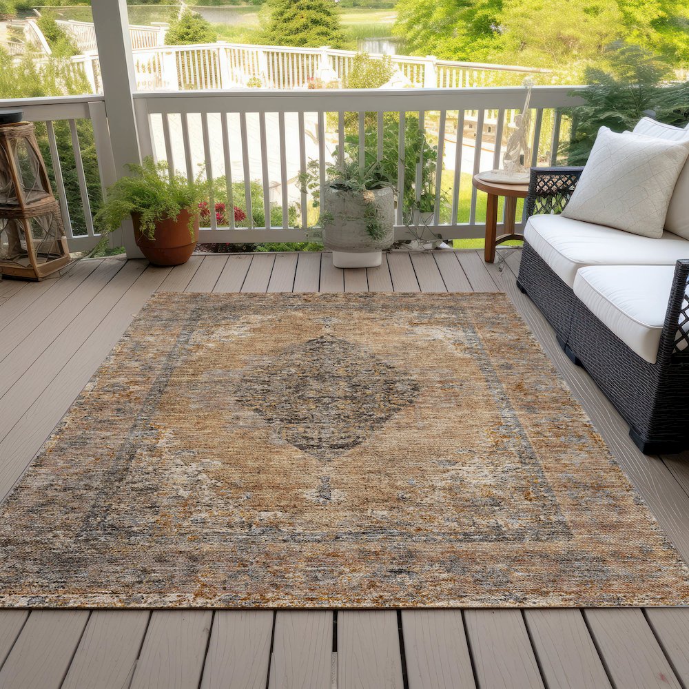 Machine Washable Indoor/Outdoor Chantille ACN2021 Copper 8' x 10' Rug. Picture 8